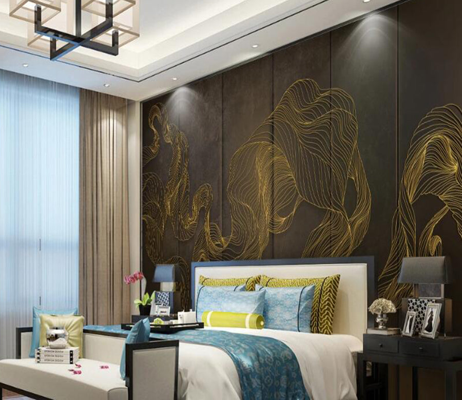 3D Gold Wire Arc 240 Wall Murals