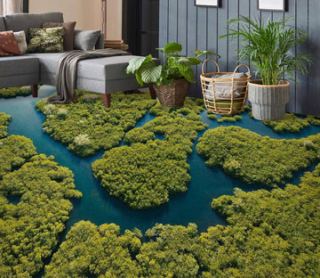 3D Clever Green Plants 111 Floor Mural  Wallpaper Murals Rug & Mat Print Epoxy waterproof bath floor