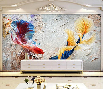 3D Marble Goldfish 525 Wall Murals Wallpaper AJ Wallpaper 2 