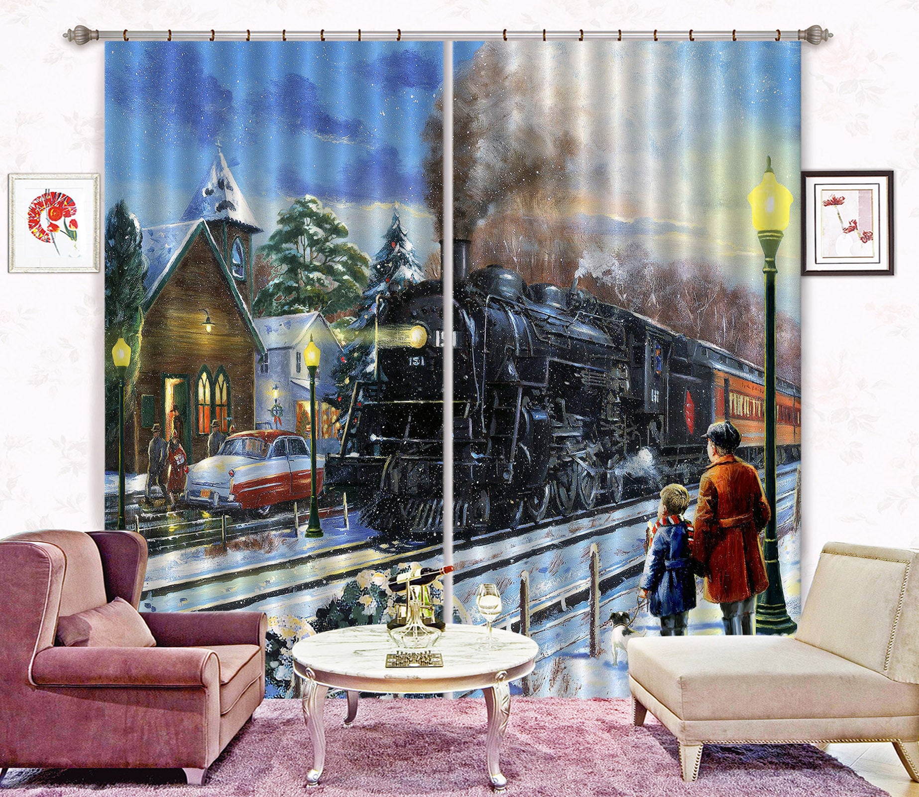 3D Train Track 149 Kevin Walsh Curtain Curtains Drapes