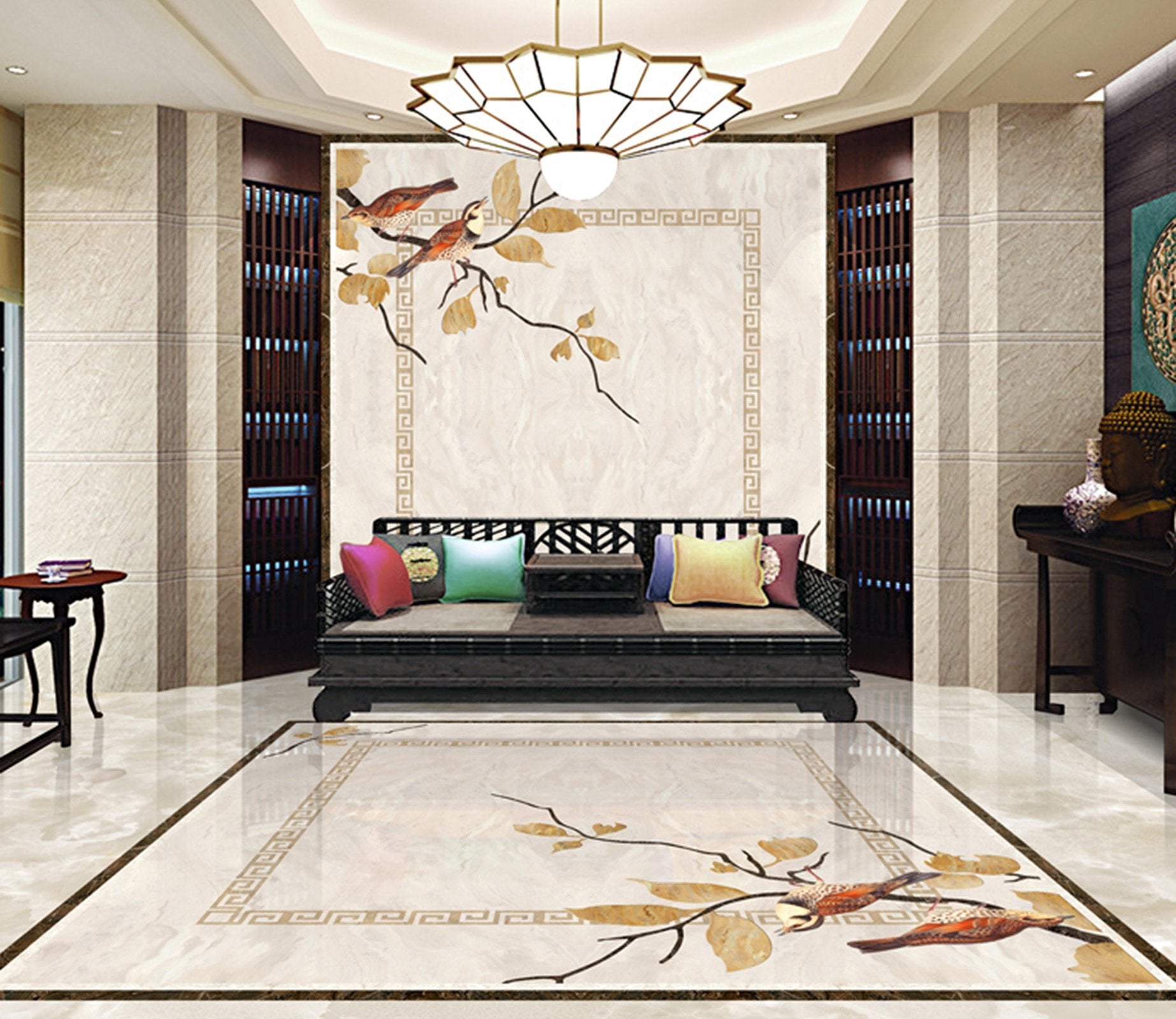 3D Leaf Bird WG431 Floor Mural Wallpaper AJ Wallpaper 2 