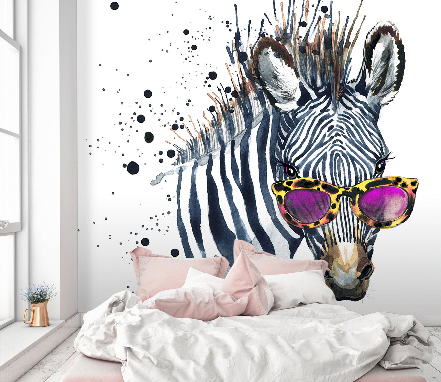 3D Zebra Sunglasses 374 Wall Murals