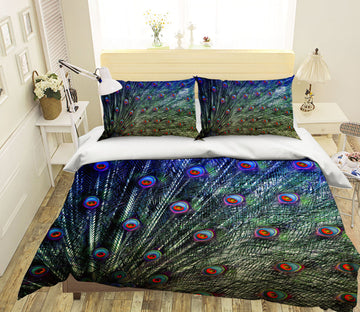 3D Green Feather 1934 Bed Pillowcases Quilt