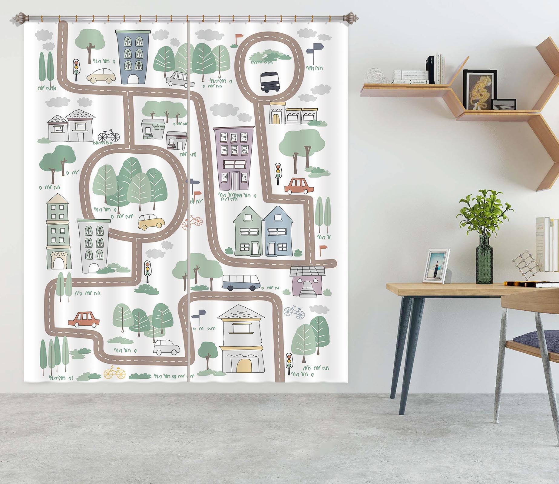 3D Lovely Street 042 Jillian Helvey Curtain Curtains Drapes