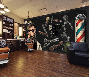3D Scissors Comb Color Bar 115144 Barber Shop Wall Murals