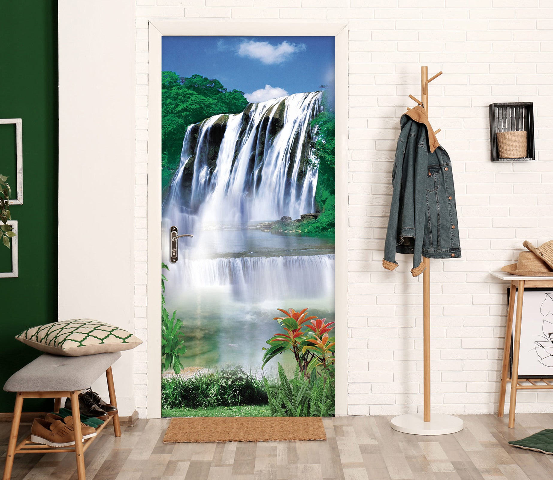 3D Waterfall River Flower 250 Door Mural