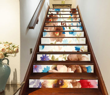 3D Color-dipped Flowers 314 Stair Risers