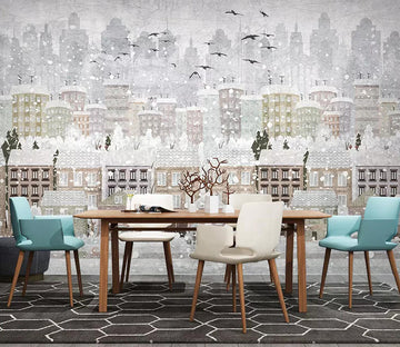 3D City Snow Bird WC771 Wall Murals