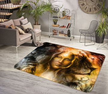 3D Lion Virgin 1023 Non Slip Rug Mat