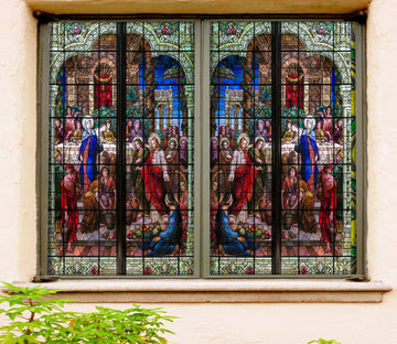 3D Banquet Chapel 153 Window Film Print Sticker Cling Stained Glass UV Block
