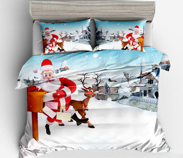 3D Santa Deer 32159 Christmas Quilt Duvet Cover Xmas Bed Pillowcases
