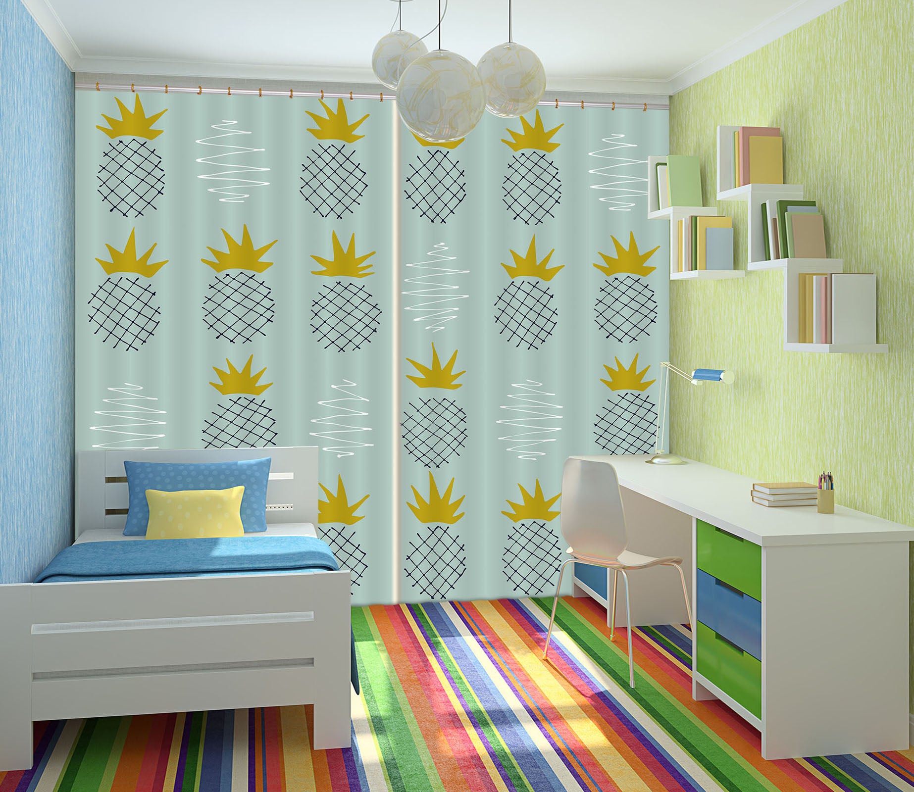 3D Pineapple Pattern 111102 Kashmira Jayaprakash Curtain Curtains Drapes