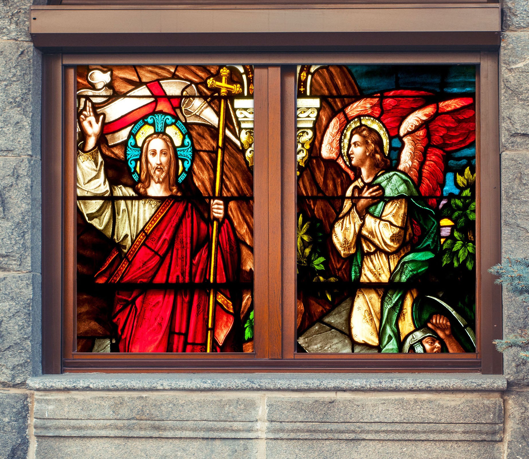 3D Religious Believer 131 Window Film Print Sticker Cling Stained Glass UV Block