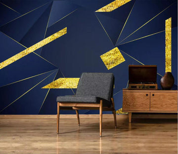 3D Golden Geometry WC28 Wall Murals Wallpaper AJ Wallpaper 2 