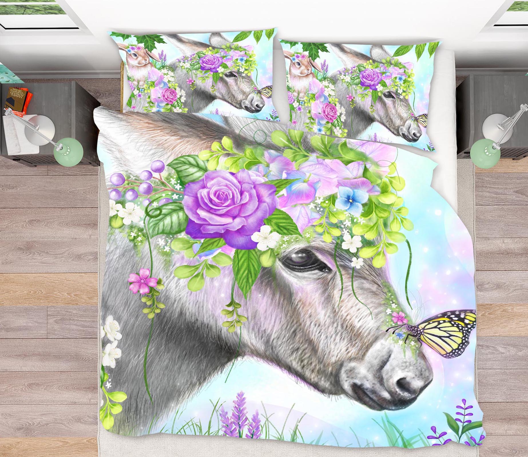 3D Flower Bunny Butterfly 8616 Sheena Pike Bedding Bed Pillowcases Quilt Cover Duvet Cover