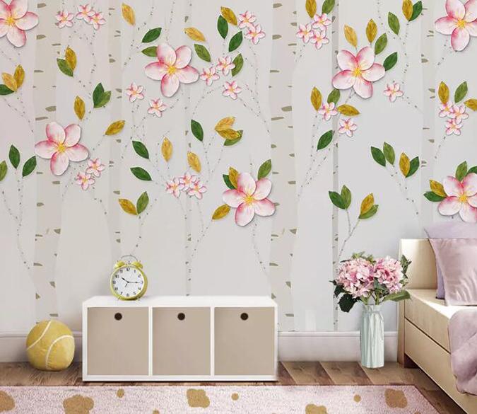 3D Pink Flowers 018 Wall Murals Wallpaper AJ Wallpaper 2 
