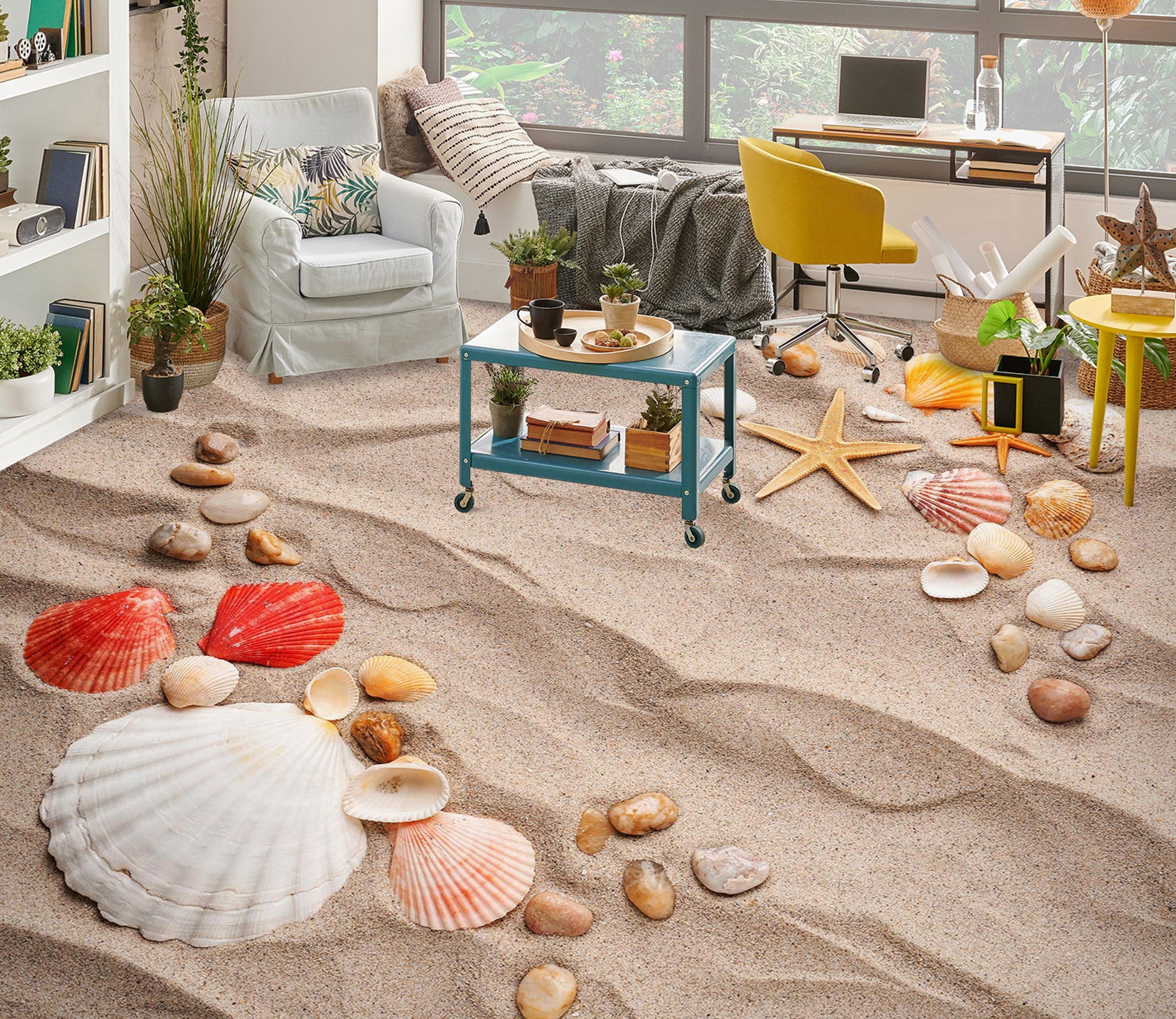 3D Two Red Seashells 736 Floor Mural  Wallpaper Murals Rug & Mat Print Epoxy waterproof bath floor