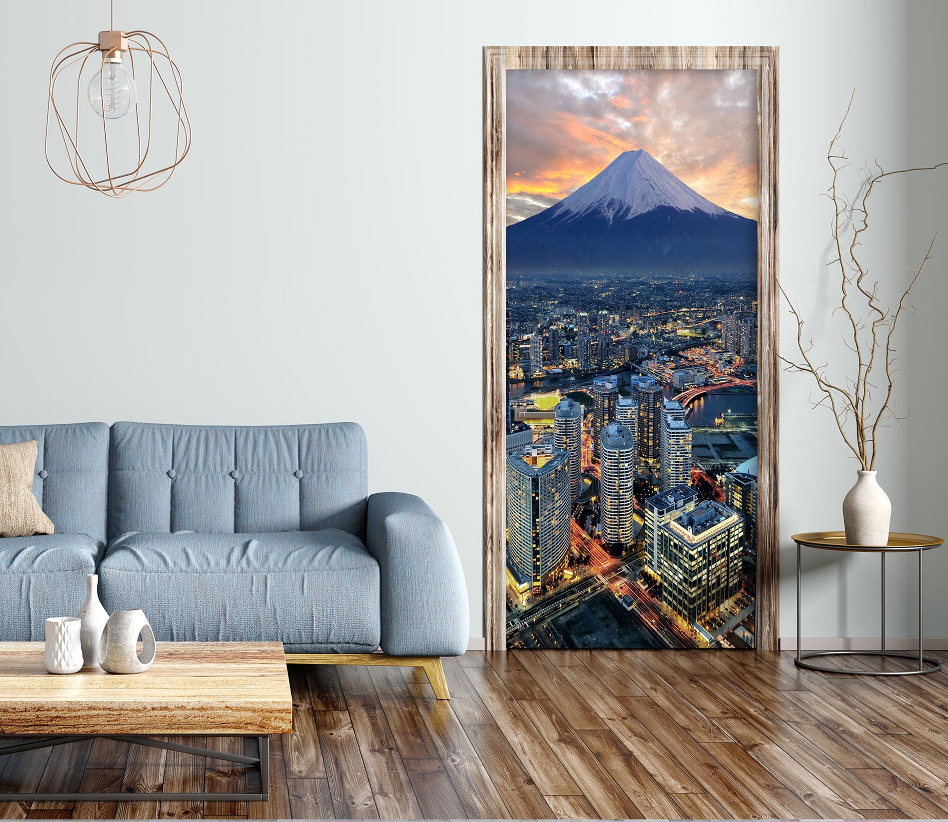 3D Mountain City 056 Door Mural