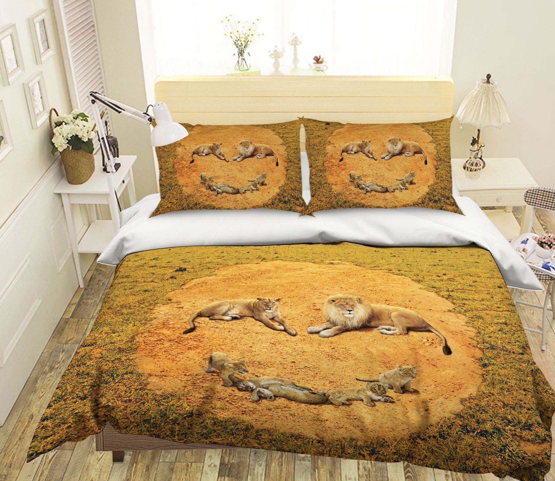 3D A Lion's Happiness Def 2104 Bed Pillowcases Quilt Exclusive Designer Vincent Quiet Covers AJ Creativity Home 
