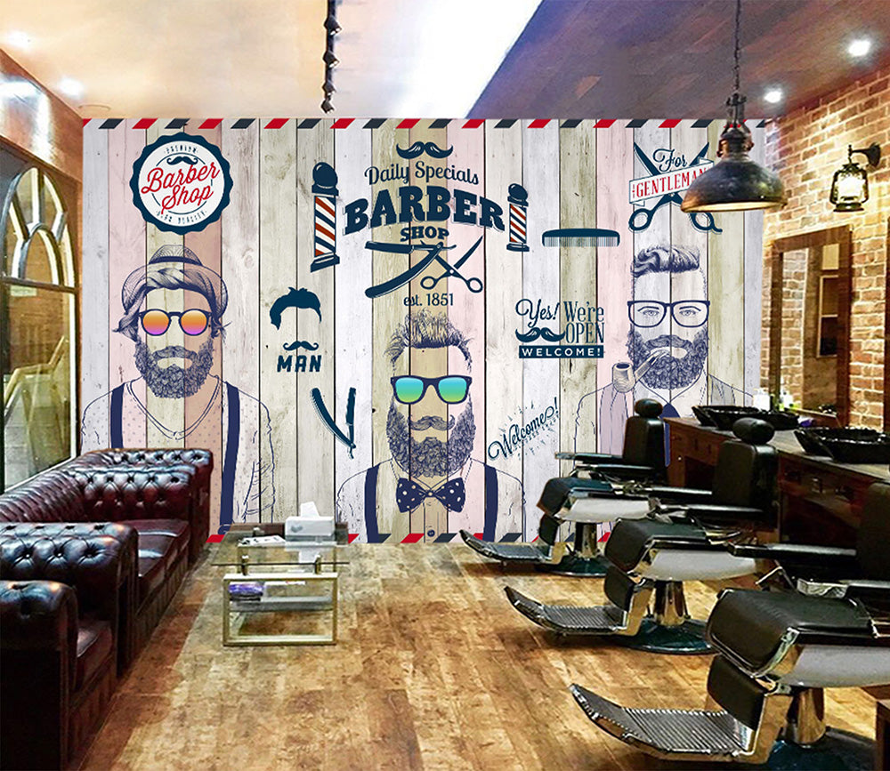 3D Cute Hairdresser 1432 Barber Shop Wall Murals