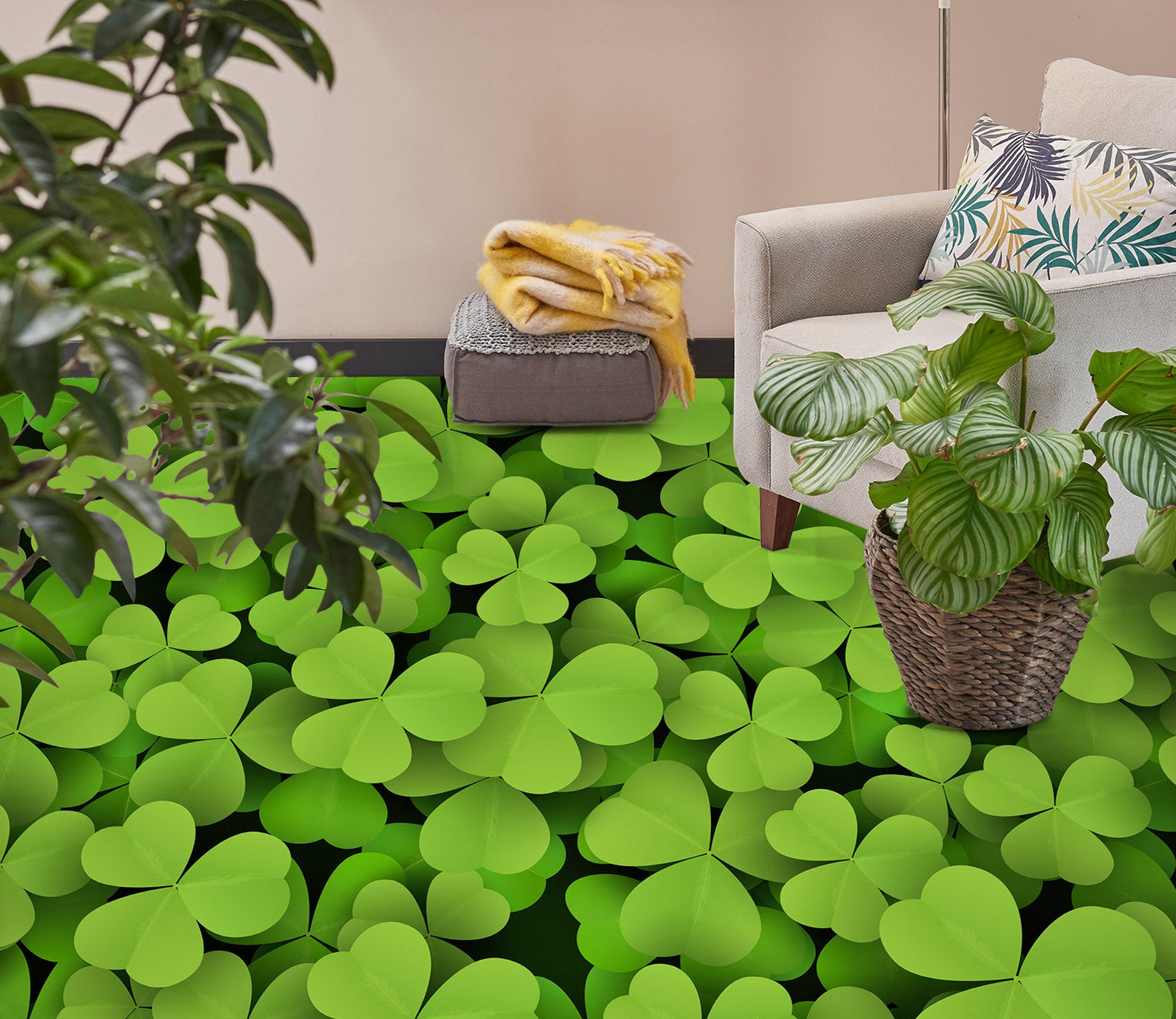 3D Green Clover 816 Floor Mural  Wallpaper Murals Rug & Mat Print Epoxy waterproof bath floor