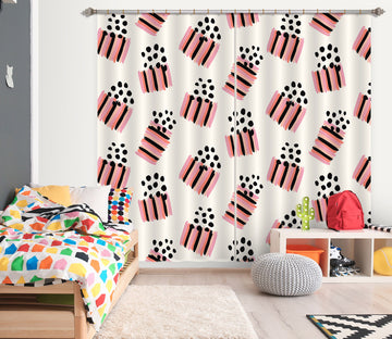 3D Black Pink Striped Pattern 111121 Kashmira Jayaprakash Curtain Curtains Drapes