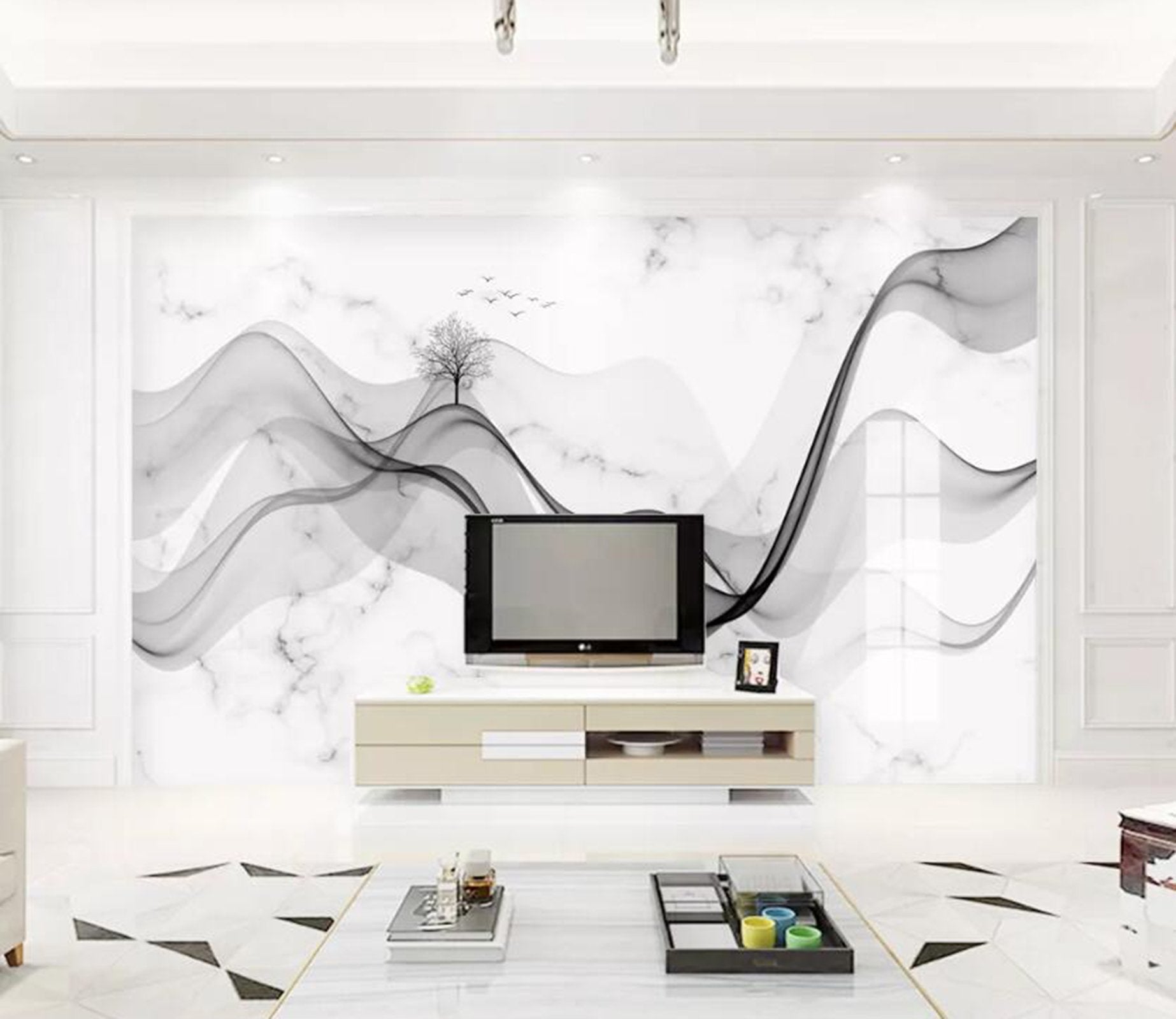 3D Black Wave WC82 Wall Murals Wallpaper AJ Wallpaper 2 