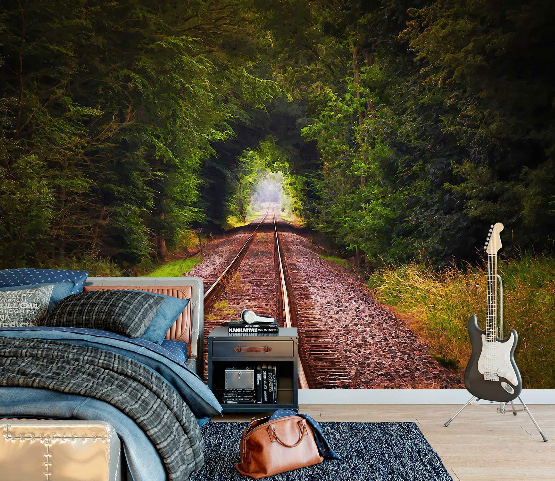 3D Train Track Woods 91111 Alius Herb Wall Mural Wall Murals