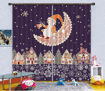 3D Cartoon Moon Girl 73 Curtains Drapes Curtains AJ Creativity Home 