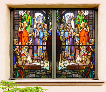 3D Prayer Man 044 Window Film Print Sticker Cling Stained Glass UV Block