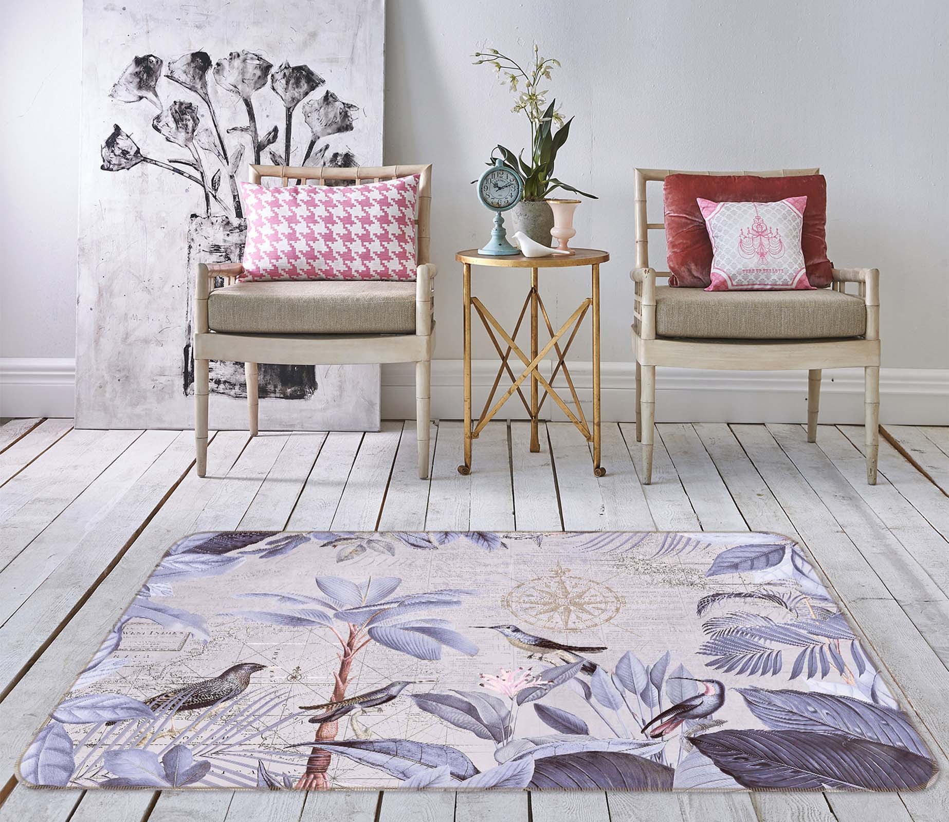 3D Birds Playing 1021 Andrea haase Rug Non Slip Rug Mat