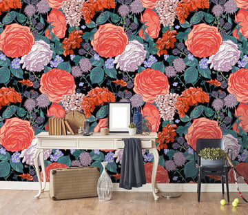 3D Red Peony Flower 54 Wall Murals