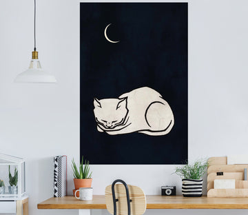3D White Cat 129 Boris Draschoff Wall Sticker