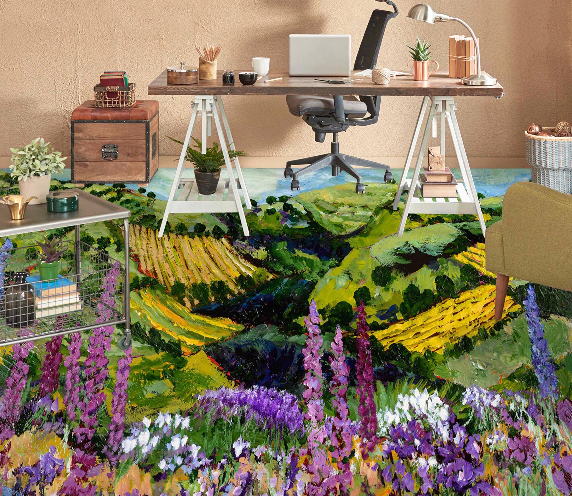 3D Field Hillside Meadow Flowers 9530 Allan P. Friedlander Floor Mural  Wallpaper Murals Self-Adhesive Removable Print Epoxy