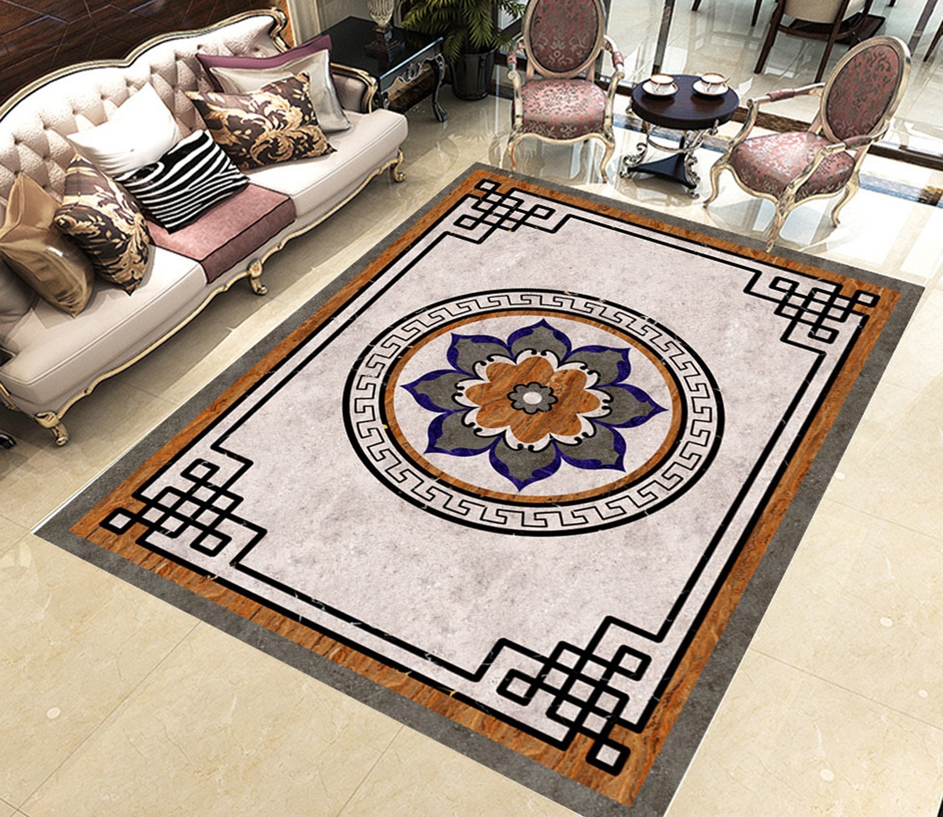 3D Flower Marble Pattern WG554 Floor Mural Wallpaper AJ Wallpaper 2 