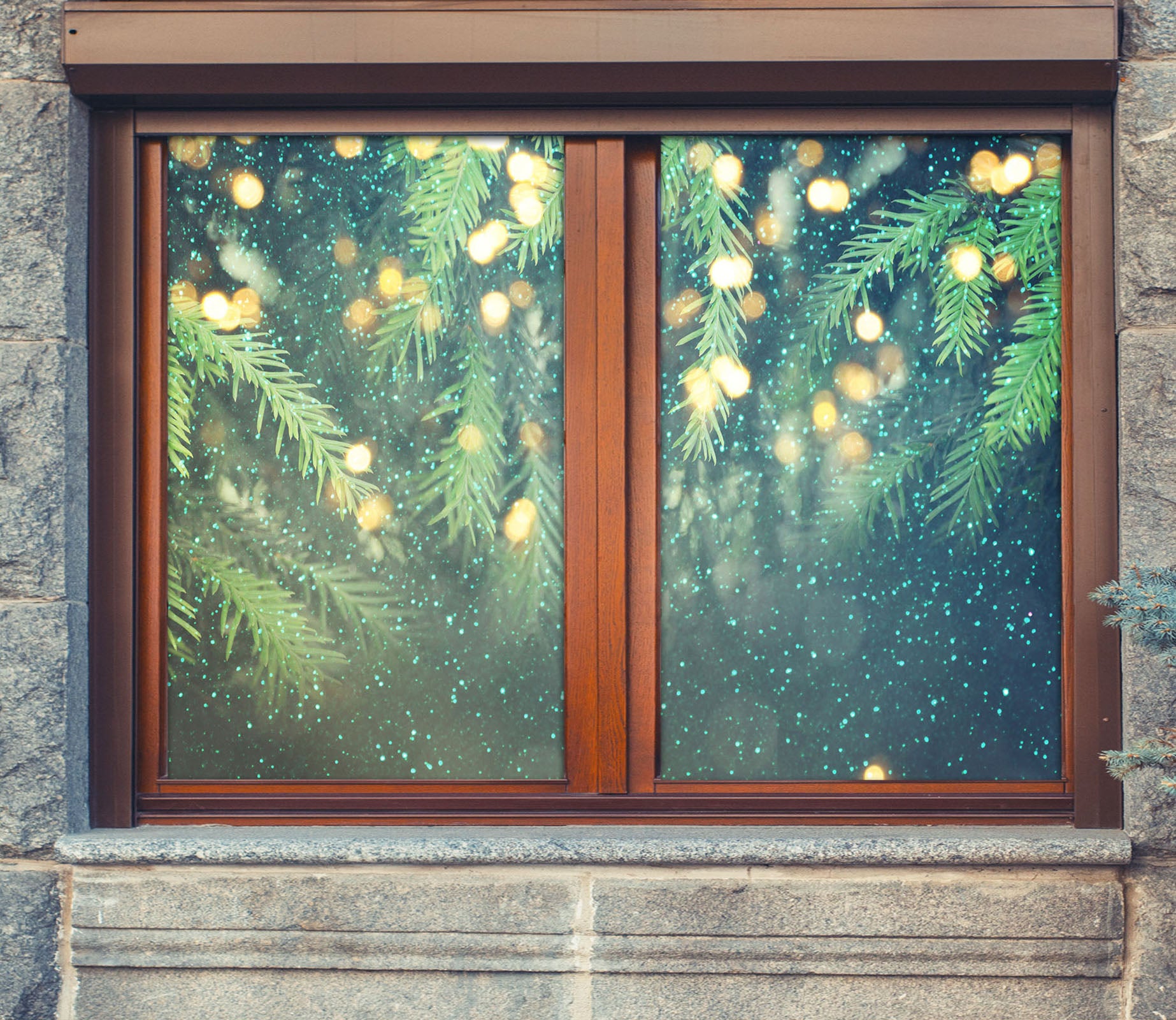 3D Branches Bright 31037 Christmas Window Film Print Sticker Cling Stained Glass Xmas