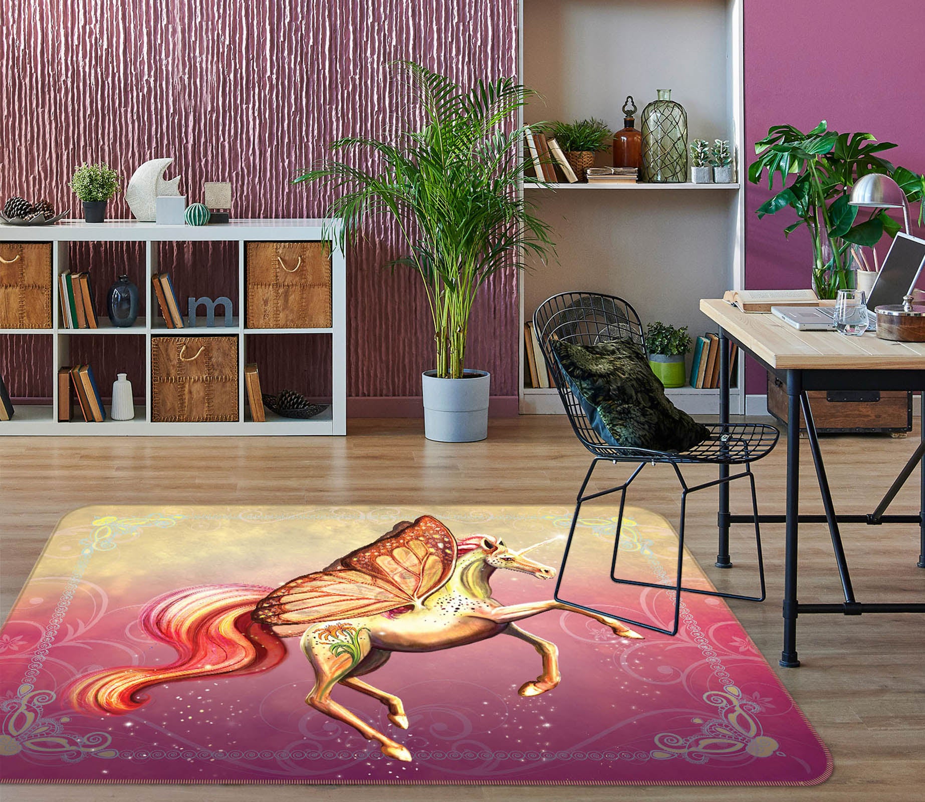 3D Winged Unicorn 3003 Rose Catherine Khan Rug Non Slip Rug Mat