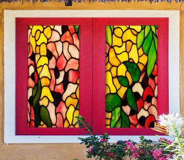 3D Colored Petals 260 Window Film Print Sticker Cling Stained Glass UV Block