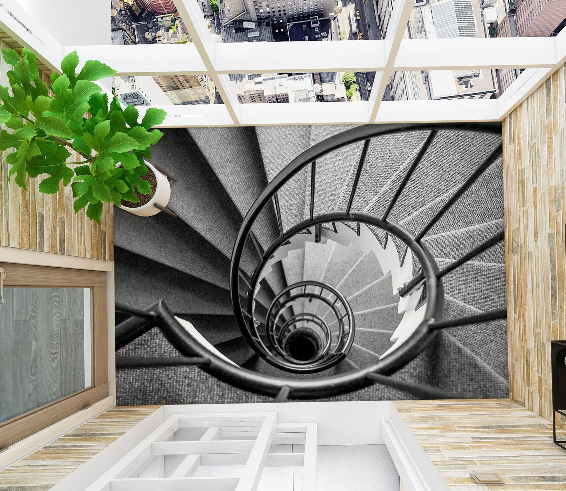 3D Grey Spiral Staircase 814 Floor Mural  Wallpaper Murals Rug & Mat Print Epoxy waterproof bath floor