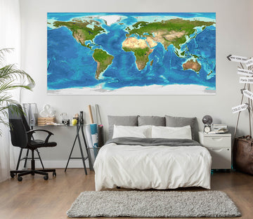 3D Green Land 277 World Map Wall Sticker