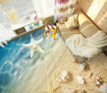 3D White Starfish 424 Floor Mural  Wallpaper Murals Rug & Mat Print Epoxy waterproof bath floor