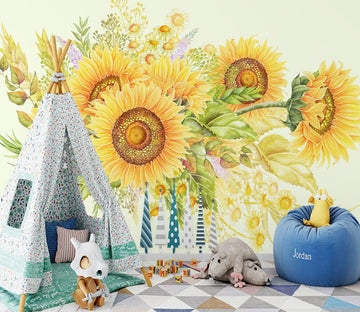 3D Innocent Sunflower 884 Wall Murals