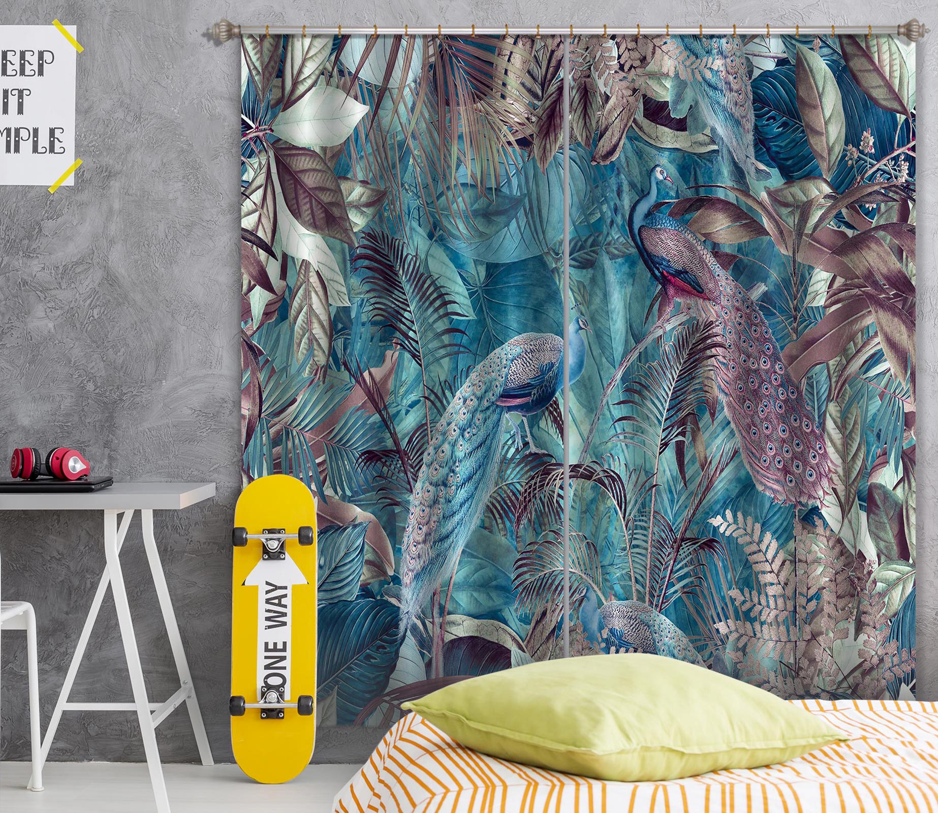 3D Elegant Peacock 013 Andrea haase Curtain Curtains Drapes