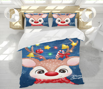3D Deer 52207 Christmas Quilt Duvet Cover Xmas Bed Pillowcases