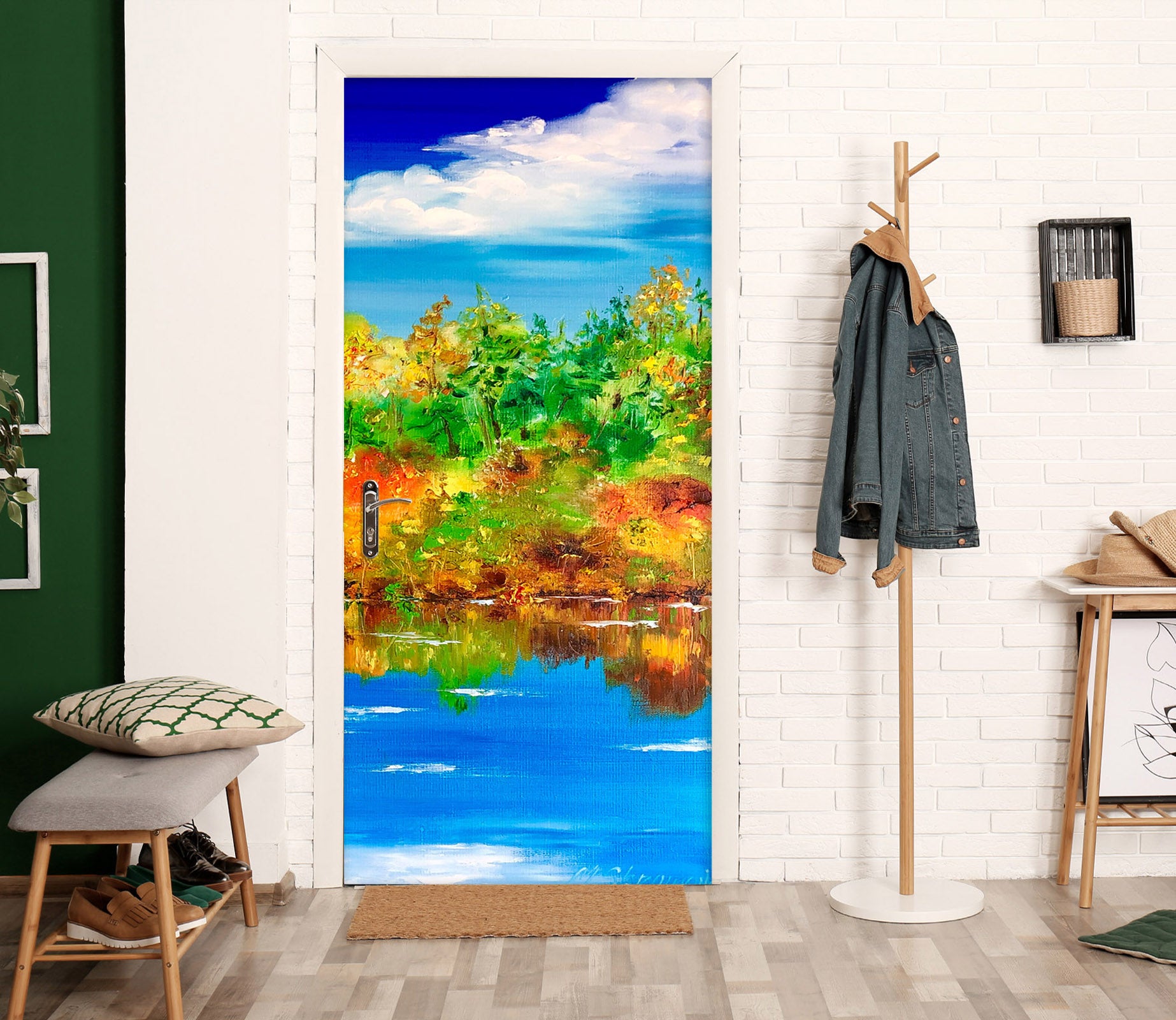 3D Forest Lake 3278 Skromova Marina Door Mural