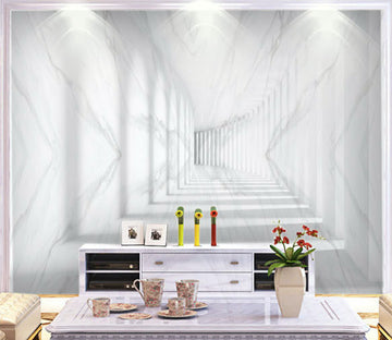 3D White Corridor WG312 Wall Murals