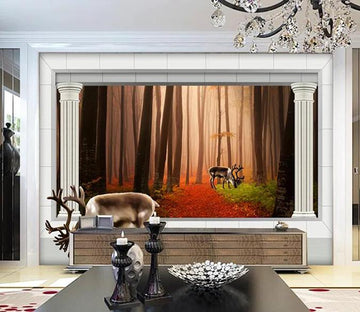 3D Deer Forest 009 Wall Murals Wallpaper AJ Wallpaper 2 