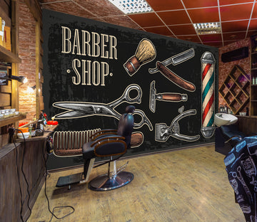3D Scissors Razor Color Bar 115145 Barber Shop Wall Murals