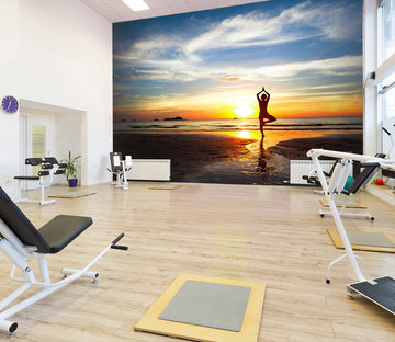 3D Sunset Yoga 026 Wall Murals Wallpaper AJ Wallpaper 2 