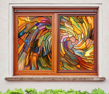 3D Graffiti Colored Vortex 142 Window Film Print Sticker Cling Stained Glass UV Block